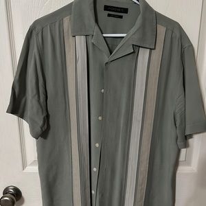 Men’s medium olive green beautiful silk shirt. So soft to touch.